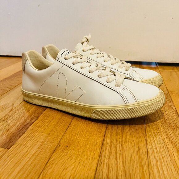 VEJA Low Esplar Leather Lace-Up Sneakers | White Great Condition Size 9 - Picture 13 of 16